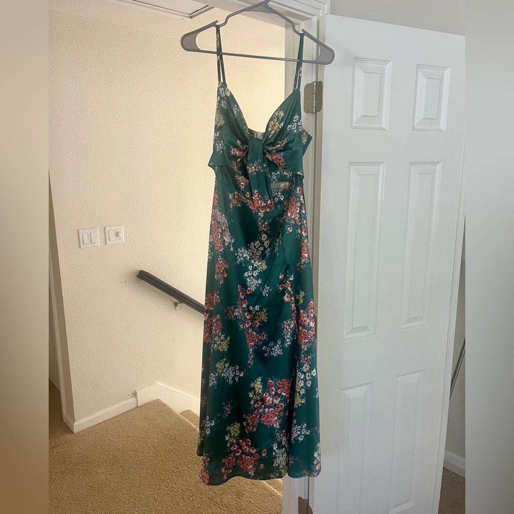 Toperth floral tie front cutout midi dress